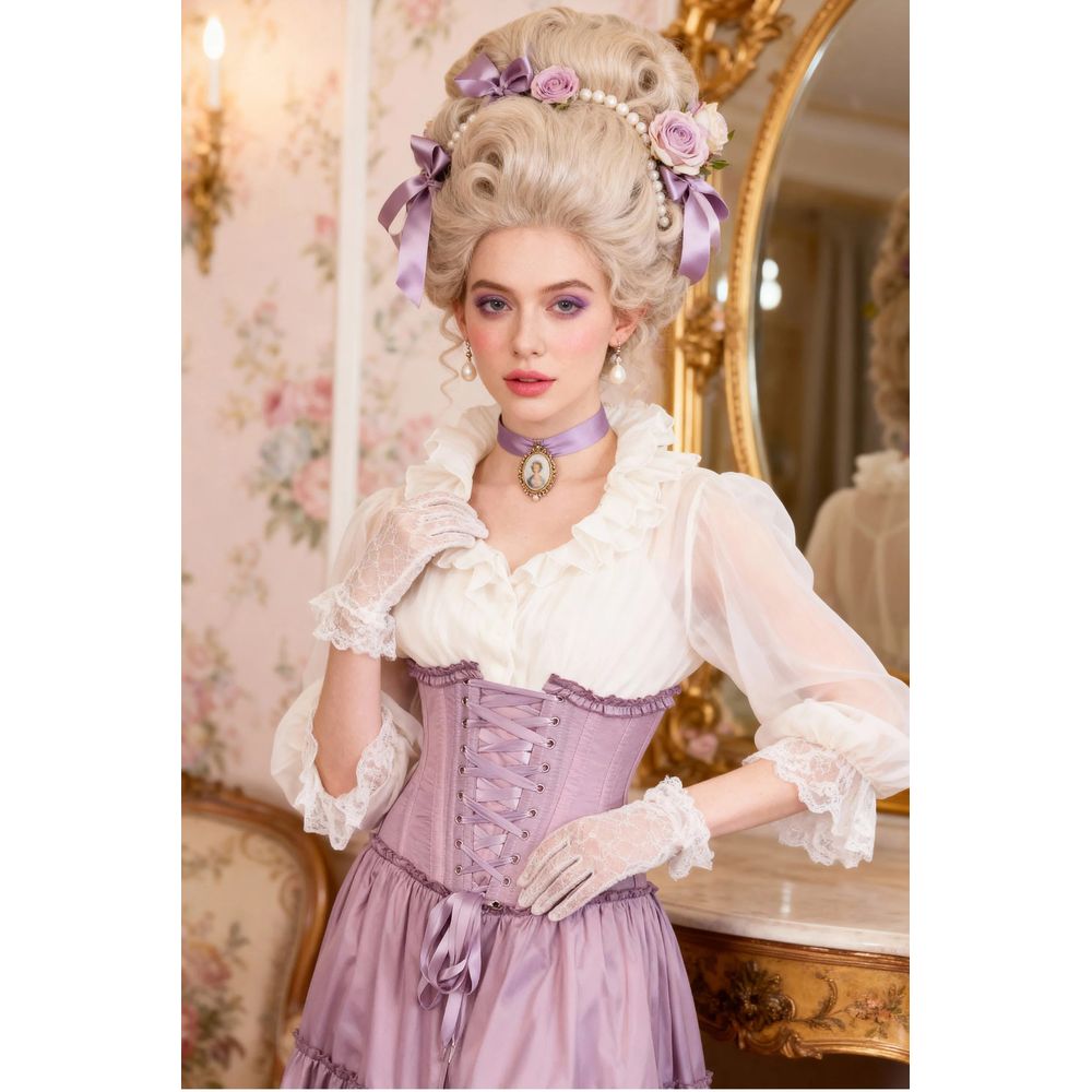 Attitude Corsets - Kimmie Rococo Underbust Langes Korsett Kleid - Lila